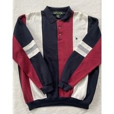 Knights Of The Round Table Mens XL Rugby Shirt LS Striped Colorblock 90s Vintage