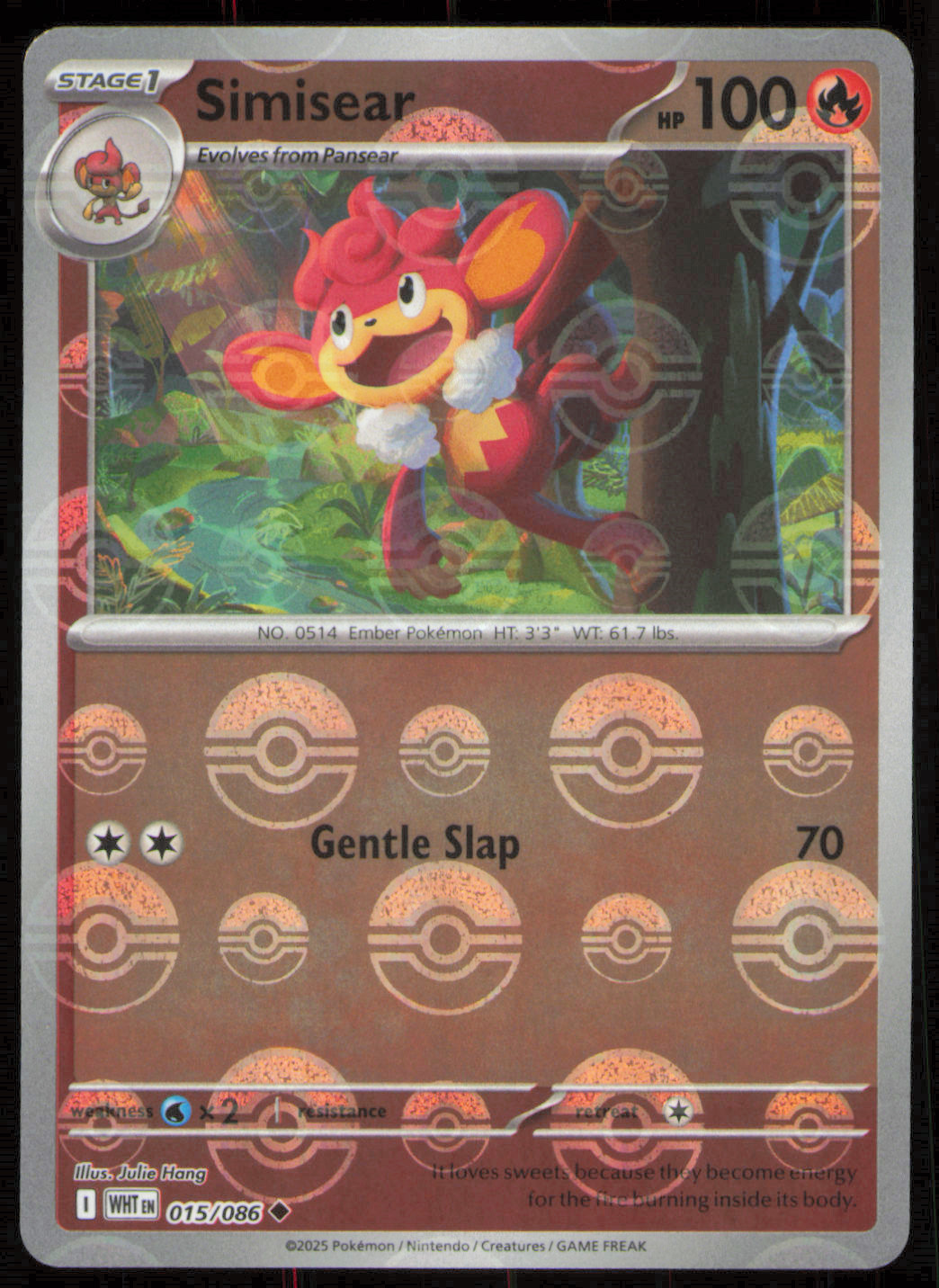 Simisear (Poke Ball Pattern) Holofoil 015/086 Uncommon SV: White Flare Near Mint