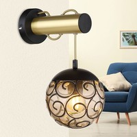 Wandleuchte Schlafzimmerlampe Wandlampe Kugel Rauchfarben Flurlampe Schwarz Gold