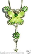 Green BUTTERFLY Flower made with Swarovski Crystal August Birthstone Necklace