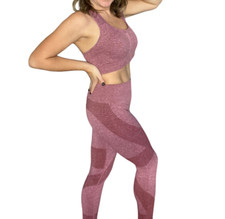 Women Red Criss Cross Sports Bra High Waist Leggings Yoga Pants Workout Set