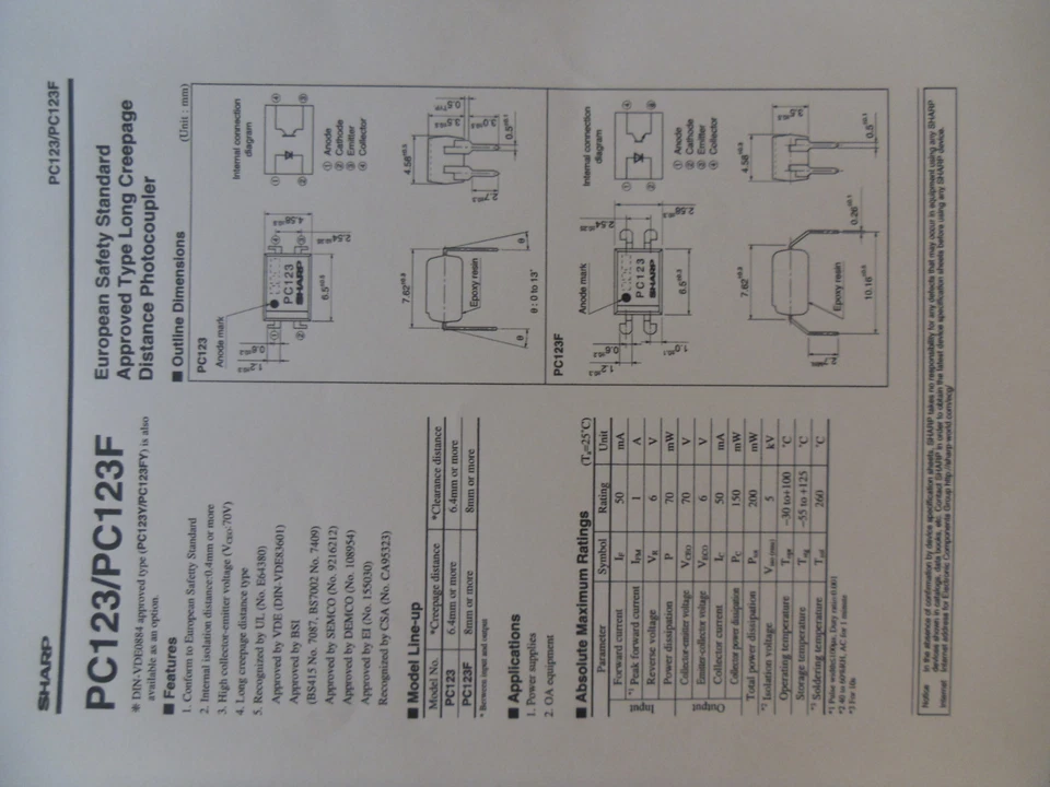 5 x PC123 Optokoppler Sharp - Bild 2 von 4