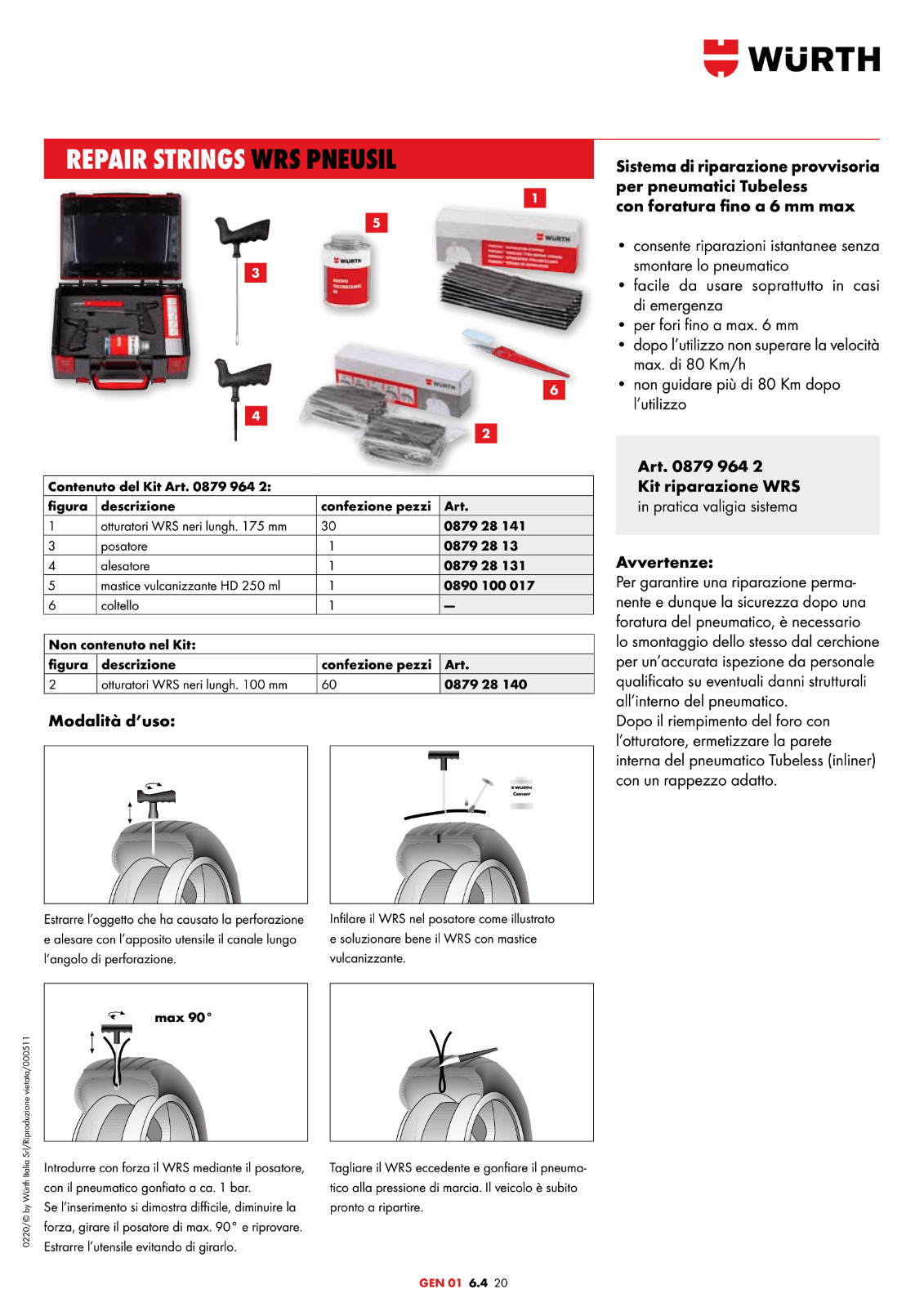 Kit Riparazione Pneumatici Gomme Auto Professionale - WÜRTH 08799642 - Miniatura 5