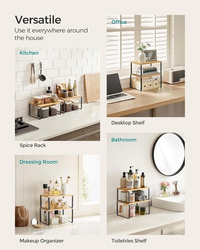 Cabinet Organizer Shelf, Set of 2 Kitchen Counter Shelves, Kitchen Storage - Picture 6 of 7