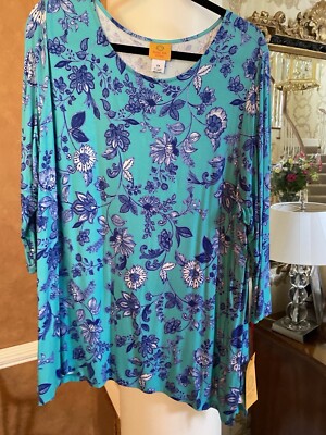 Women s Blouse Turquoise, Blue New 2x 