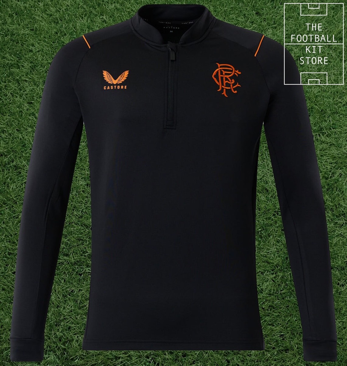 Rangers 1/4 Zip Training Top Glasgow Rangers Black/Orange