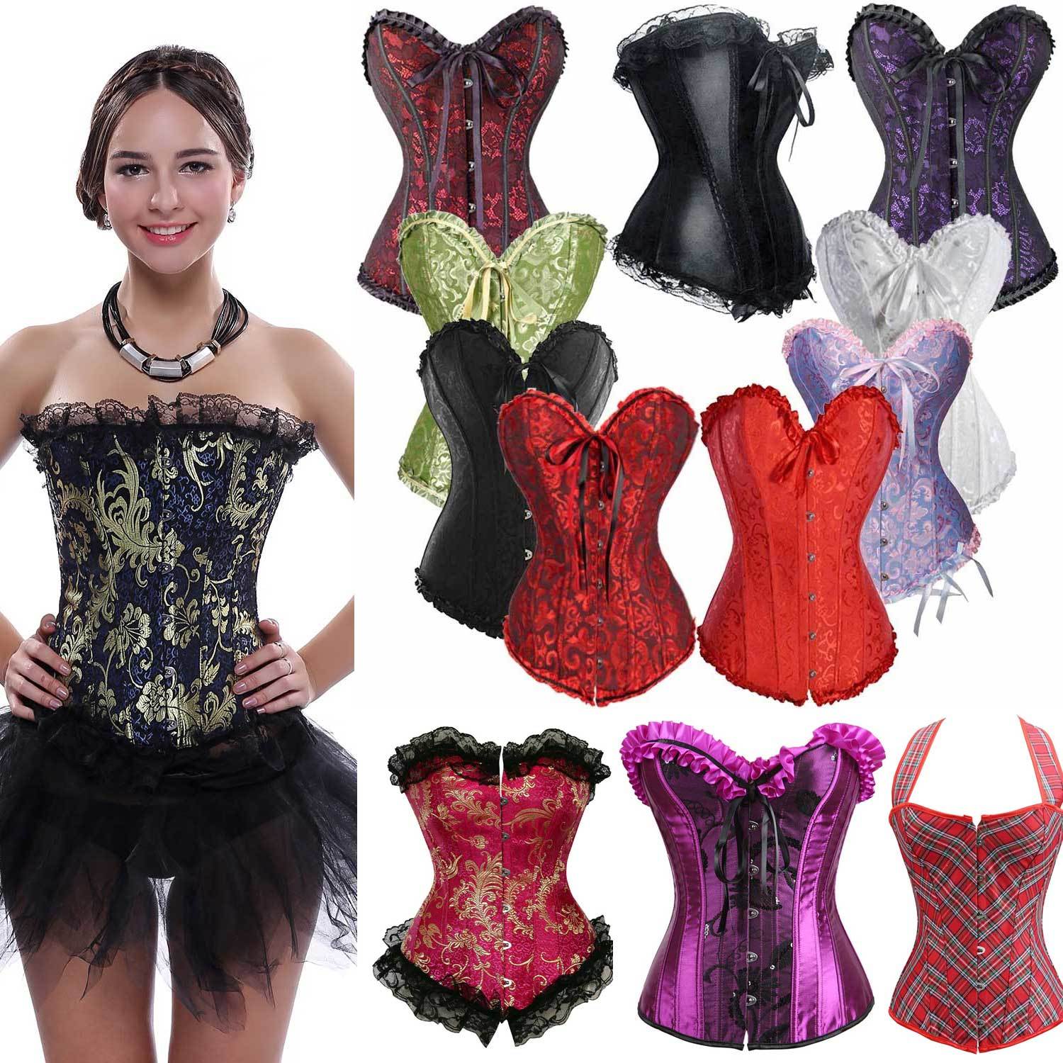Burlesque Corset Basque Bustier Waist Shaper Lingerie Moulin Rouge 6-24-image