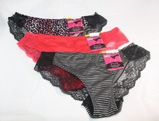 NWT set /3 MAIDENFORM comfort devotion LACE TANGA BLACK GRAY STRIPE ORANGE PRINT