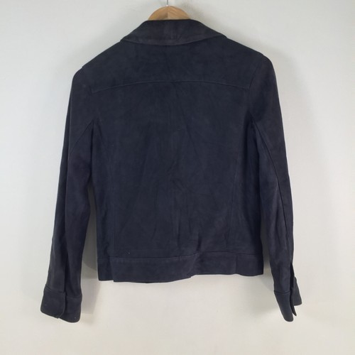 J Brand lamb leather dyed jacket womens S navy blue long sleeve collar 105190 - Picture 7 of 11
