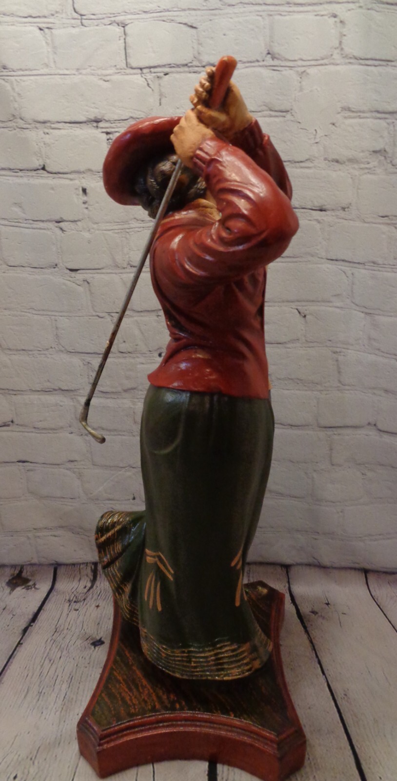 Vintage Antique Woman Female Golfer Victorian Style Golf Statue Large