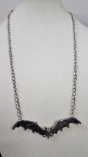 Bat Necklace Silver 14" Gothic Novelty