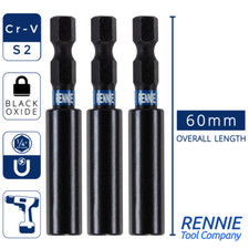 3 x Impact Duty Screwdriver Drill Magnetic Bit Holders Coated 1/4'' Hex 60mm