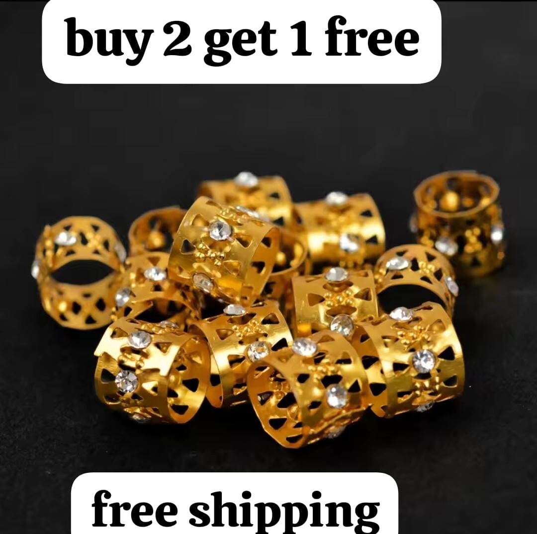 gold Hair Braid DIY Dread Dreadlock Beads Adjustable Braids Cuff