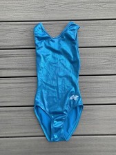 Alpha Factor Adult XS Gymnastics Leotard Electric Blue Foil