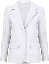 Handmade Classic Blazer Women's White Genuine Stylish Lambskin Leather