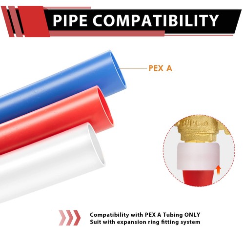 EFIELD 3/4"×3/4" Pex A Expansion Ball Valve Red Handle Brass Lead Free - Picture 3 of 4