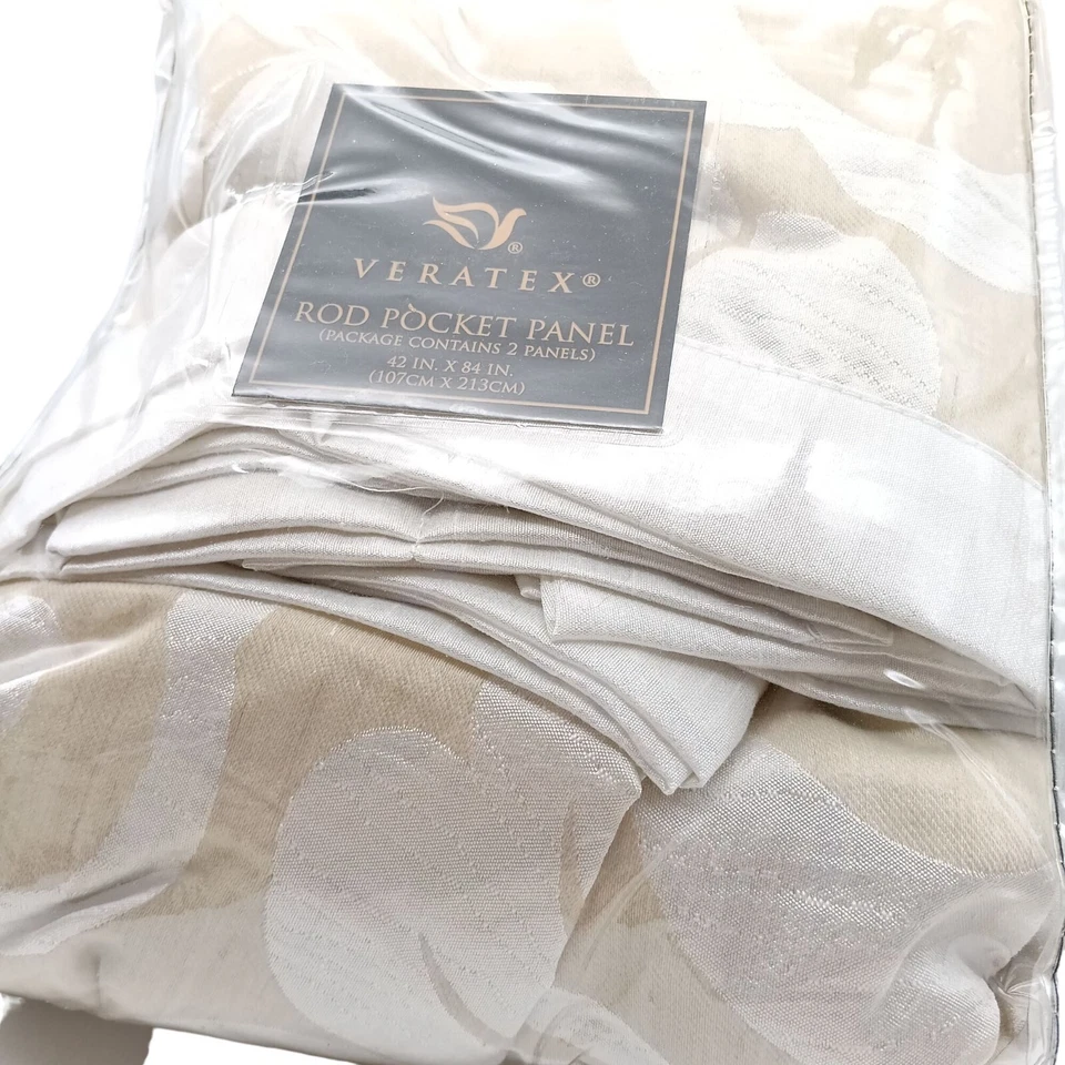 Veratex Cortinas Bronceadas y Blancas, Juego de Cortinas de Panel de Bolsillo Barra Olivea, Elegante Vin Foto 3 de 4