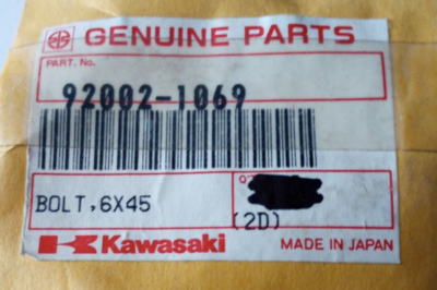 Kawasaki EX500, KZ1100, ZX750, ZX1100 Bolt 6X45 NOS 92002-1069 (L