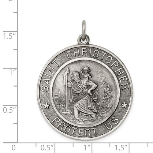 Medalla antigua de plata esterlina de San Cristóbal - Imagen 4 de 4