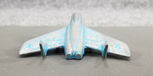 VTG MIDGETOY 1960s JET BLUE NAVY PLANE DIECAST METAL TOY BLUE - Picture 5 of 10
