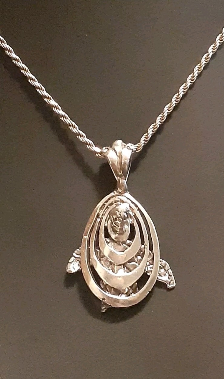 sterling silver solid turtle pendant necklace 15 … - image 6