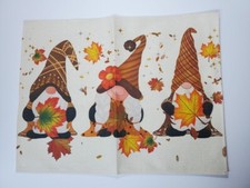 Set of 4 GNOMES  FALL LEAVES Table Placemats 13" x 17" Fabric  Autumn