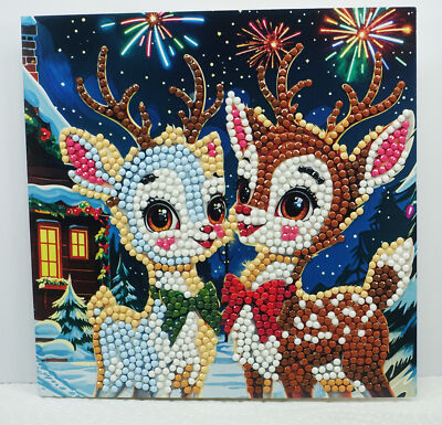Handarbeit, Weihnachtskarte, Diamond Painting, Rehe, Kitz