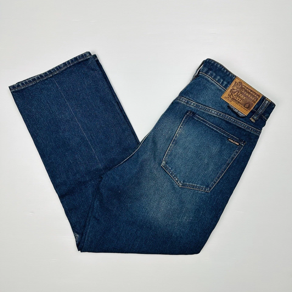 Volcom Nailer Relaxed Straight Men's Denim Jeans Size 33 W36" Blue Skate Wear - Image 4 of 4