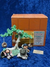 1997 Friends of the Feather Dream Weaver Girl Weaving Basket 303321 Box COA Tag