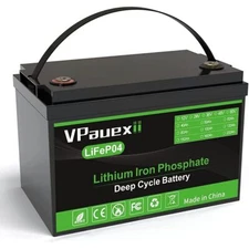 VPauexii 12V LiFePO4 Battery,100Ah Lithium Battery for Off-Grid,RV, Solar,Marine