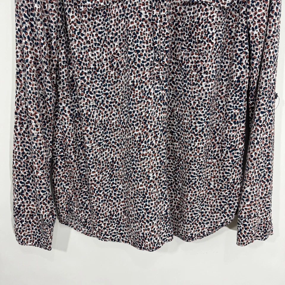 Espléndida Blusa Para Mujer Talla Mediana Azul Marrón Multi Lunares Estampado Animal Foto 4 de 4