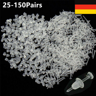 50-300Stück klar Kunststoff Stiel Gummi Anti-Allergie Ear Ohrstecker Ersatz