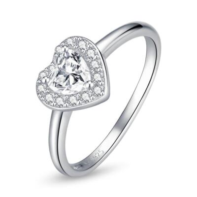 Dazzling heart-shaped crystal ring in 925 sterling silver, perfect for weddings
