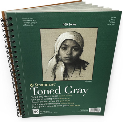 400 Series Sketch Pad, Toned Gray, 9X12 Inch, 50 Sheets - Artist Sketchbook for 