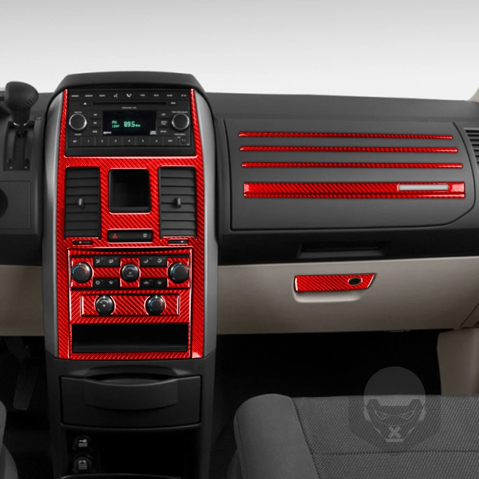 40Pcs For Dodge Caravan 08-10 Red Carbon Fiber Full Interior Kits Trim Covers - Изображение 2 из 4