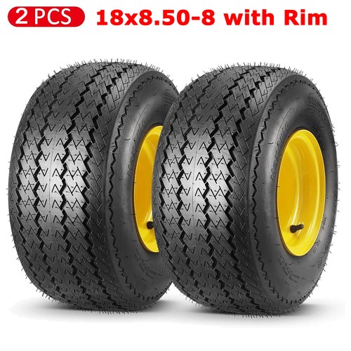 2Pack 18x8.508 Lawn Mower Tires Tractor Turf Tire with Rim Wheel 4 Ply