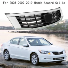For 2008 2009 2010 Honda Accord Front Bumper Upper Grille Grill W/Chrome Trim