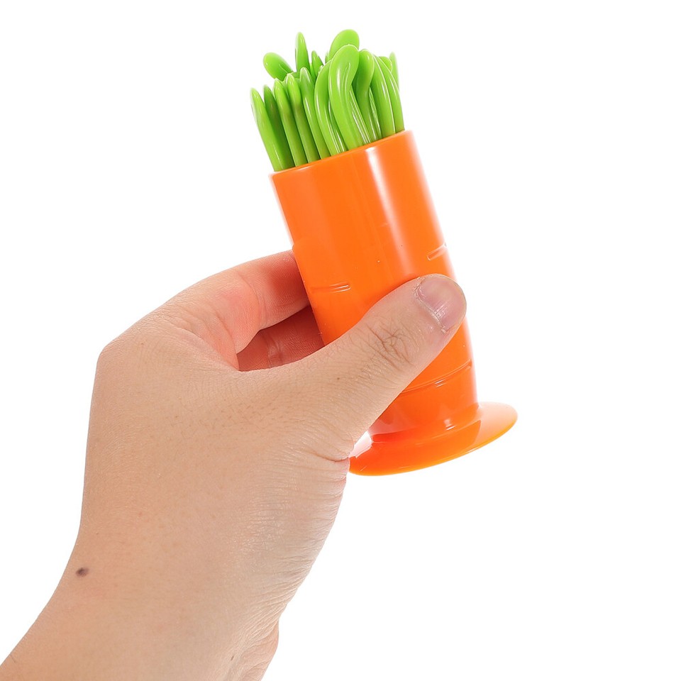 Cute Cartoon Fruit Fork Set With Ceramic Storage Box Holder Food Picks