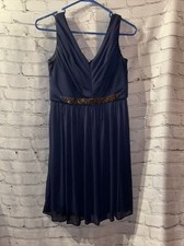 Davids Bridal bridesmaid dress Size 10 Baby Blue With Black Sparkling Band