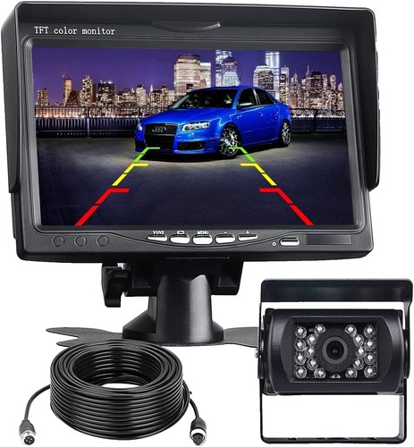 7" Car Rear View Backup Camera Monitor Night Vision Waterproof For RV Bus Truck