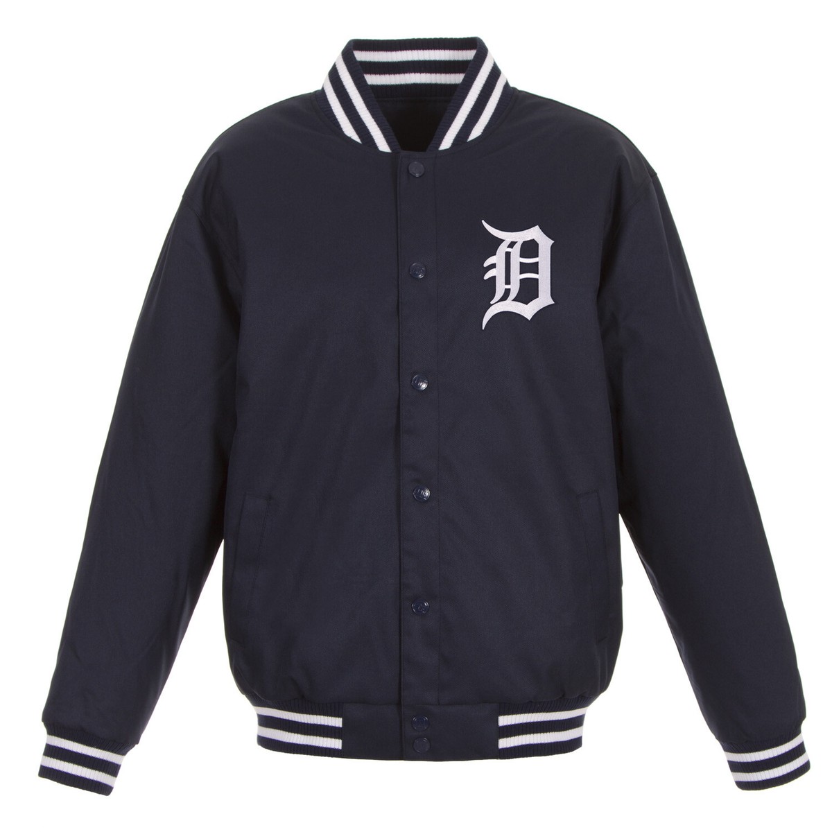 MLB Detroit Tigers Poly Twill Jacket One Embroidered Patch Logo JH 