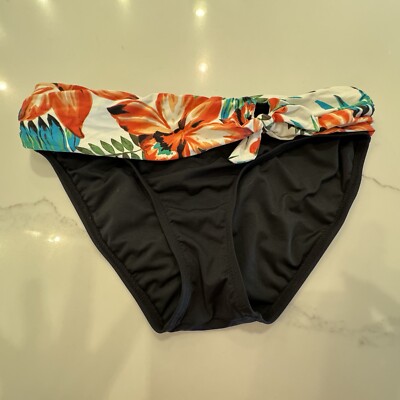 Coco Reef Bikini Bottoms Sz S Black & Floral W/ Bow