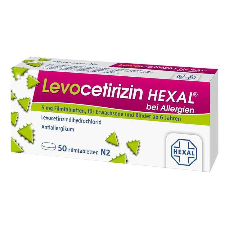 Levocetirizin Hexal bei Allergien 5 mg Filmtabletten · 50 St · PZN 14241664