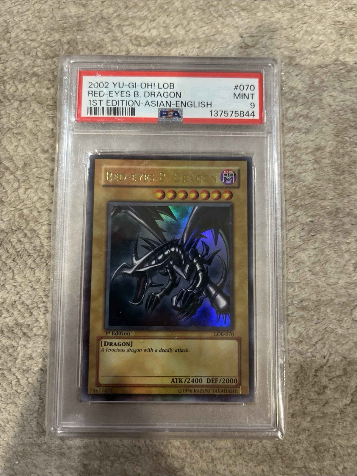 2002 Yu-Gi-Oh! Asian-English LOB 1st Ed Red-Eyes B. Dragon #LOB-070 PSA 9