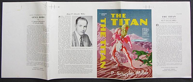 THE TITAN~P. SCHUYLER MILLER~UN-TRIMMED DUST JACKET ONLY~FANTASY PRESS~1952