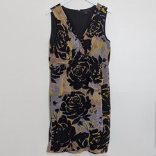 Banana Republic Dress 14 Black Floral Sleeveless Work Wear Casual 