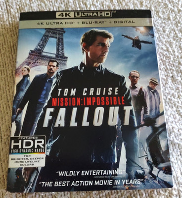Mission Impossible: Fallout 4K Ultra HD + Blu-Ray Slipcover VG+ Discs Tom Cruise