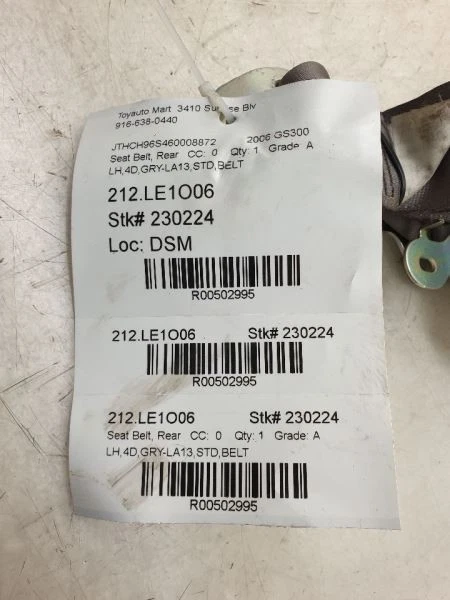 2006 LEXUS GS300 3.0L DRIVER SIDE REAR SEAT BELT ASSEMBLY  - Image 4 of 4