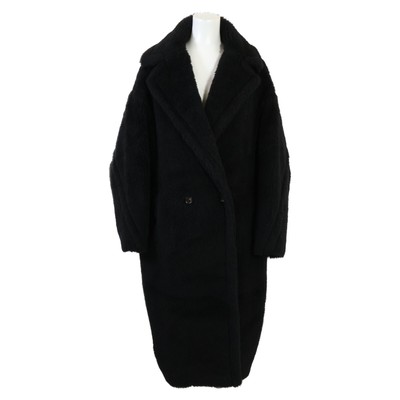 Max Mara 101604936 Alpaca, Wool, and Silk Teddy Bear Long coat M black