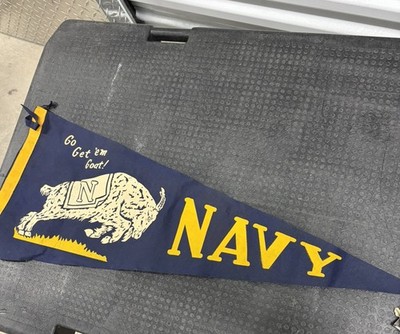 Vintage Naval Academy Navy Go Get  em Goat 29 Inch Pennant Annapolis Maryland